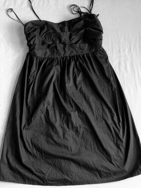 Express Black Spaghetti-Strap Mini Dress with Ruched Bodice